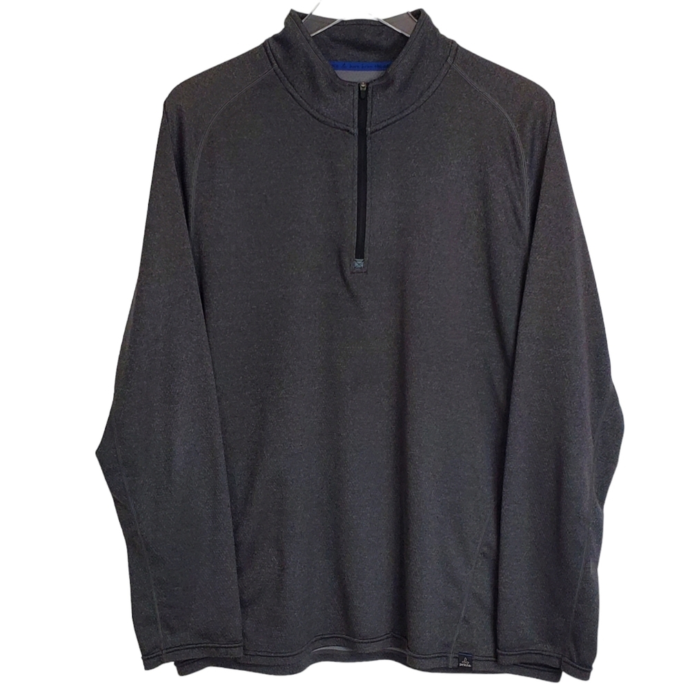 Prana mens Xl long sleeve half zip pullover shirt gray lightweight performance